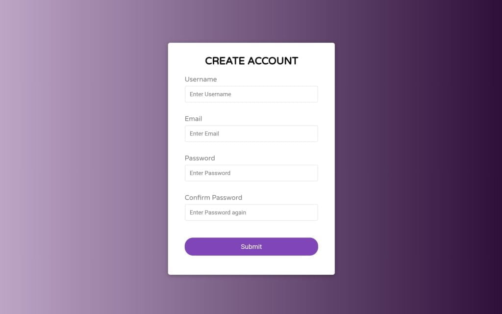 Custom Create Account Form with JavaScript in 3 Steps