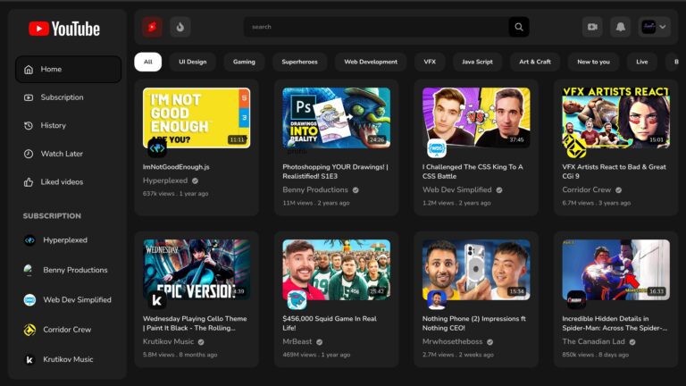 Design Responsive YouTube Home Page Clone in 3 Steps