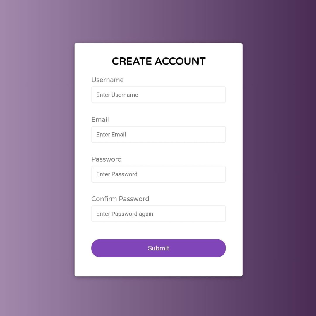 Custom Create Account Form with JavaScript in 3 Steps